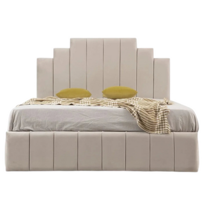 Cadre De Lit En Velours - Natura  Beige