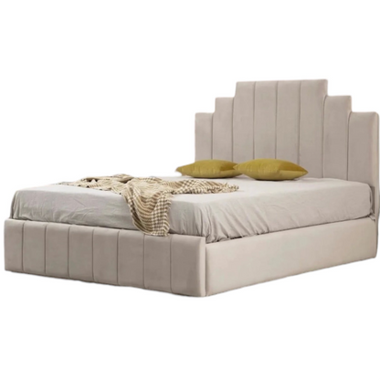 Cadre De Lit En Velours - Natura  Beige