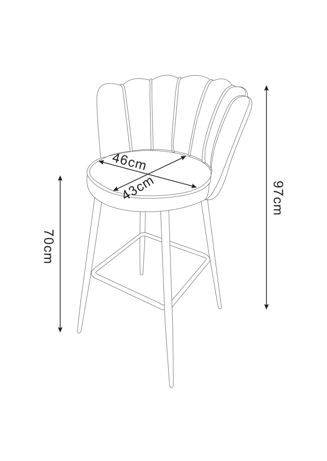 Tabouret de bar - LINA - tissu velours