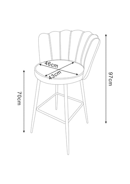 Tabouret de bar - LINA - tissu velours