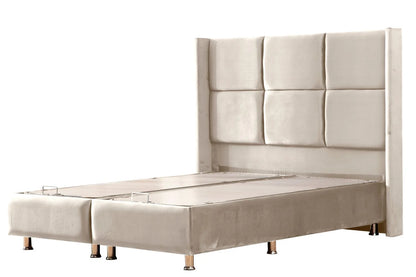 Lit Double Coffre En Velours -  Rio Beige