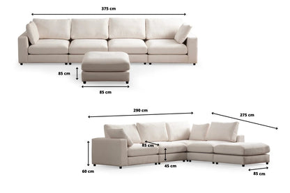 Canapé Modulable Julia  x Chenille  3+1 Pouf  & 4+1 Pouf