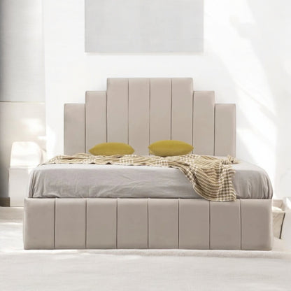 Cadre De Lit En Velours - Natura  Beige