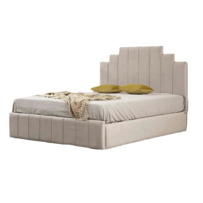 Cadre De Lit En Velours - Natura  Beige