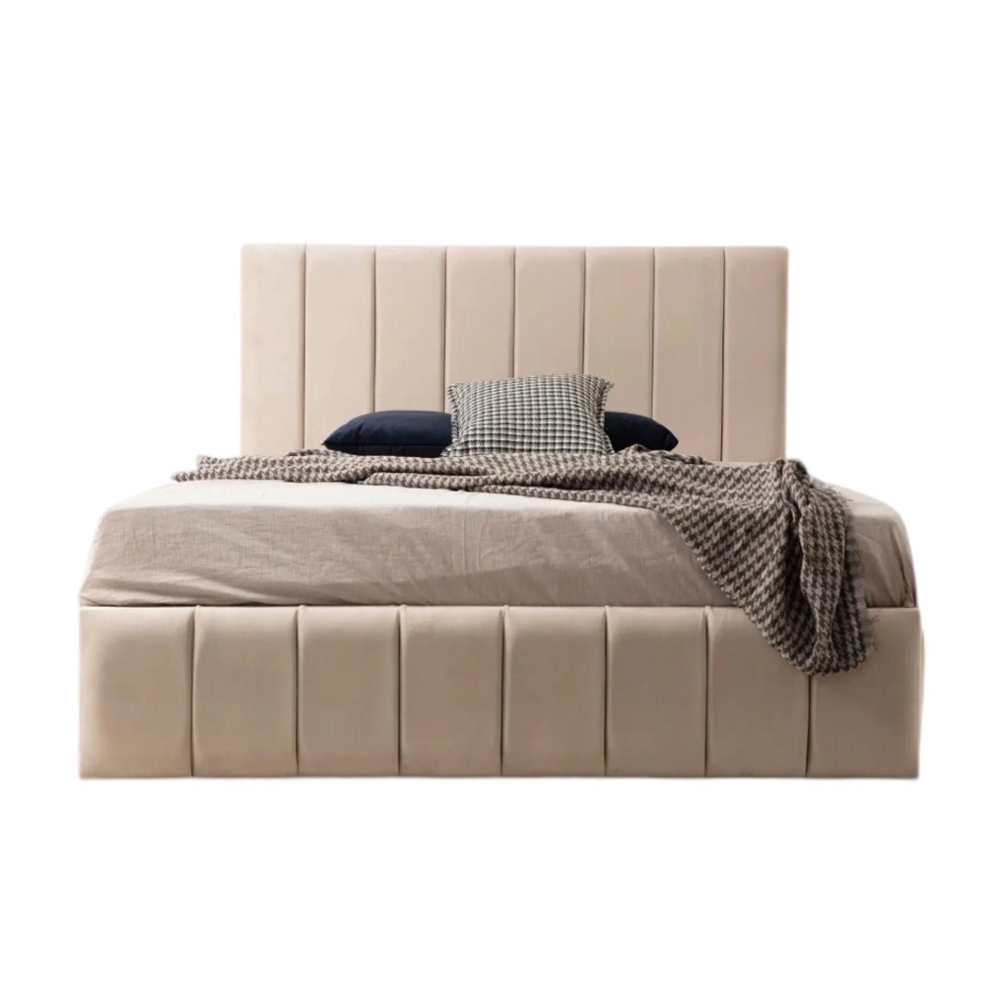 Cadre De Lit En Velours - Polo Beige