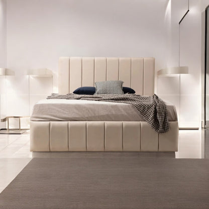 Cadre De Lit En Velours - Polo Beige