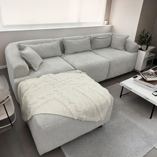 Canapé Milan Modulable x Chenille Blanc Cassé