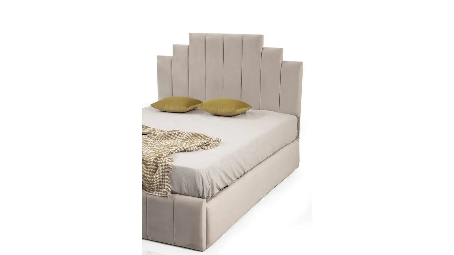 Cadre De Lit En Velours - Natura  Beige