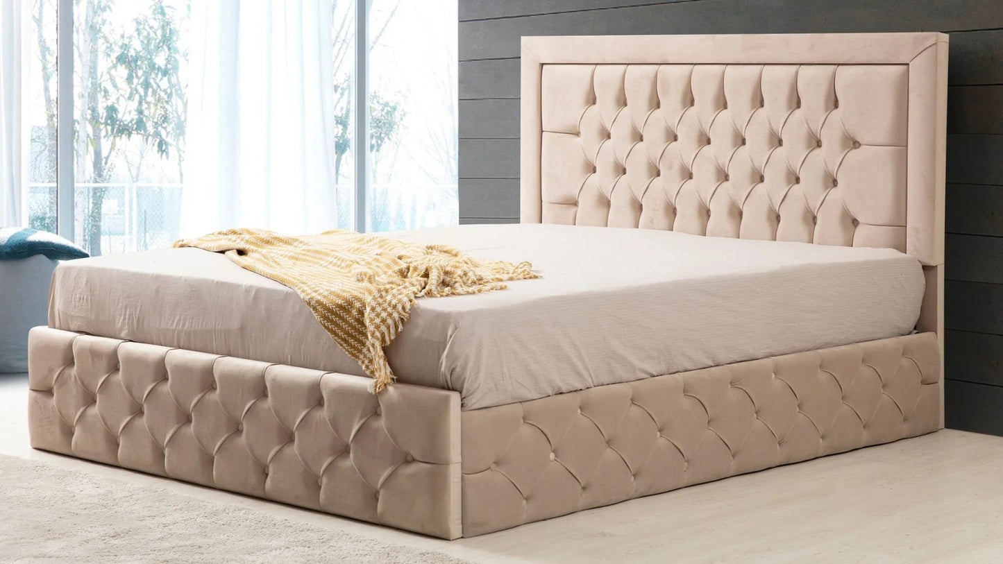 Pack Complet Cadre De Lit Roma Beige (sommiers + matelas)