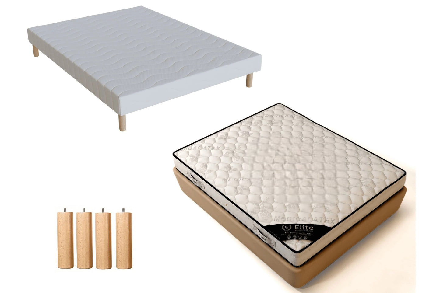 Pack Complet Cadre De Lit Roma Gris (sommiers + matelas)