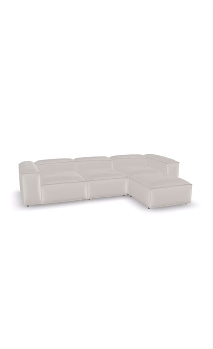 Canapé Modulable En Velours Anti Tâches - Lila  3+1 pouf & 4+1 pouf